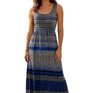Women's Small Sleeveless Maxi BOHO Black Blue Sun Dress Miss Size 4 6 S